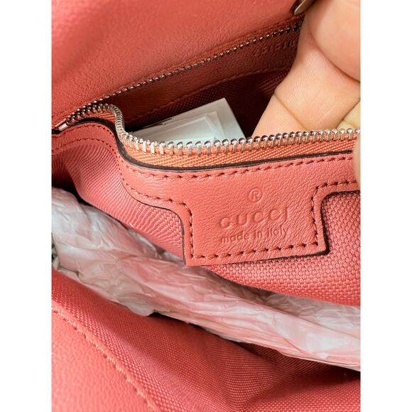 Gucci Pink Sakai Be Green Calfskin Diagonal Stitched Tote Bag*FULL INCLUSION*NWT - Picture 3 of 15